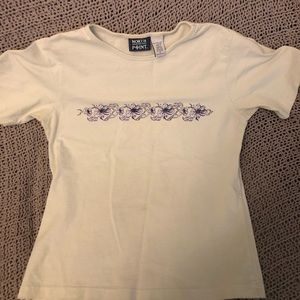 Pale green Graphic tee with floral design